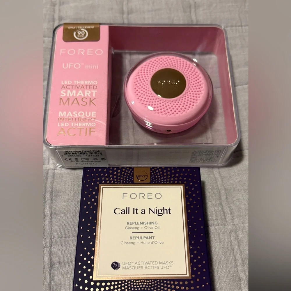 FOREO UFO Mini Smart Mask Device in Pink with Gold Accent